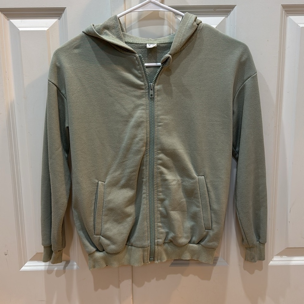 SHEIN Kids Green Zip-Up Hoodie